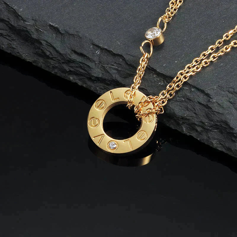 [BloomBling]LOVE NECKLACE 16MM 2 DIAMONDS