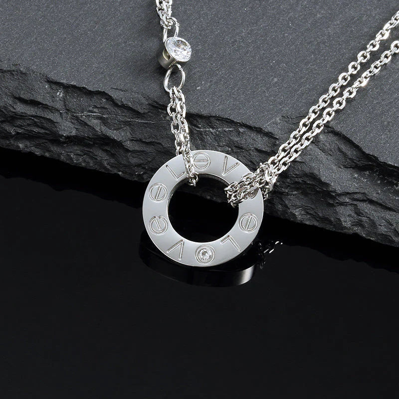 [BloomBling]LOVE NECKLACE 16MM 2 DIAMONDS