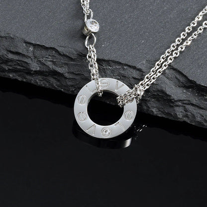[BloomBling]LOVE NECKLACE 16MM 2 DIAMONDS