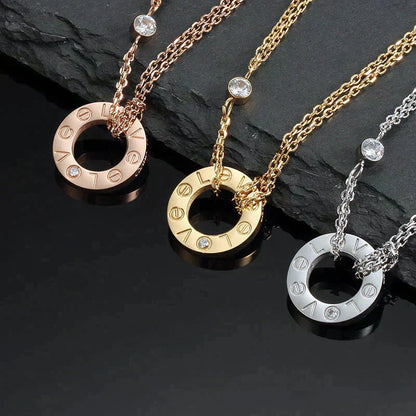 [BloomBling]LOVE NECKLACE 16MM 2 DIAMONDS