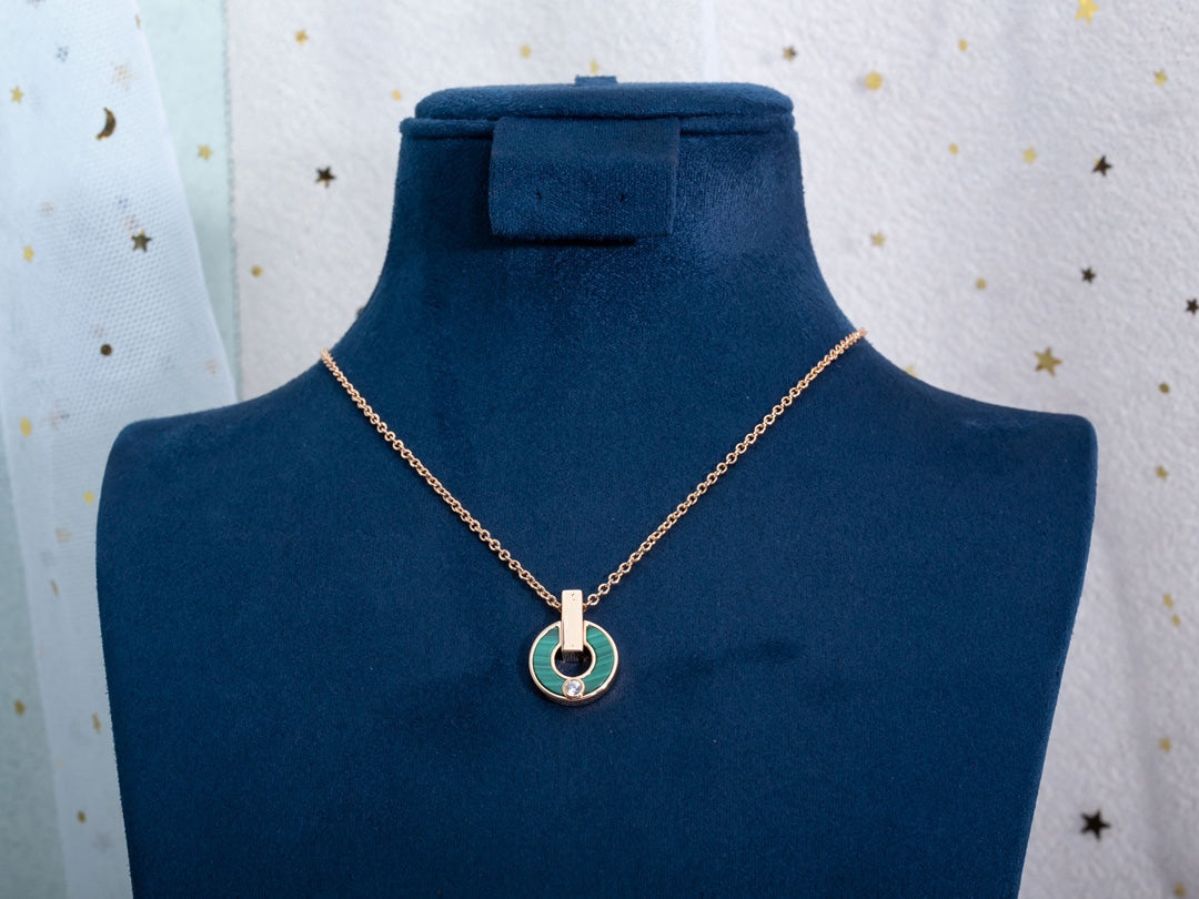 [BloomBling]GARI NECKLACE PINK GOLD MALACHITE