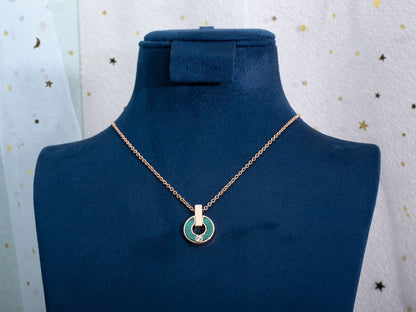 [BloomBling]GARI NECKLACE PINK GOLD MALACHITE