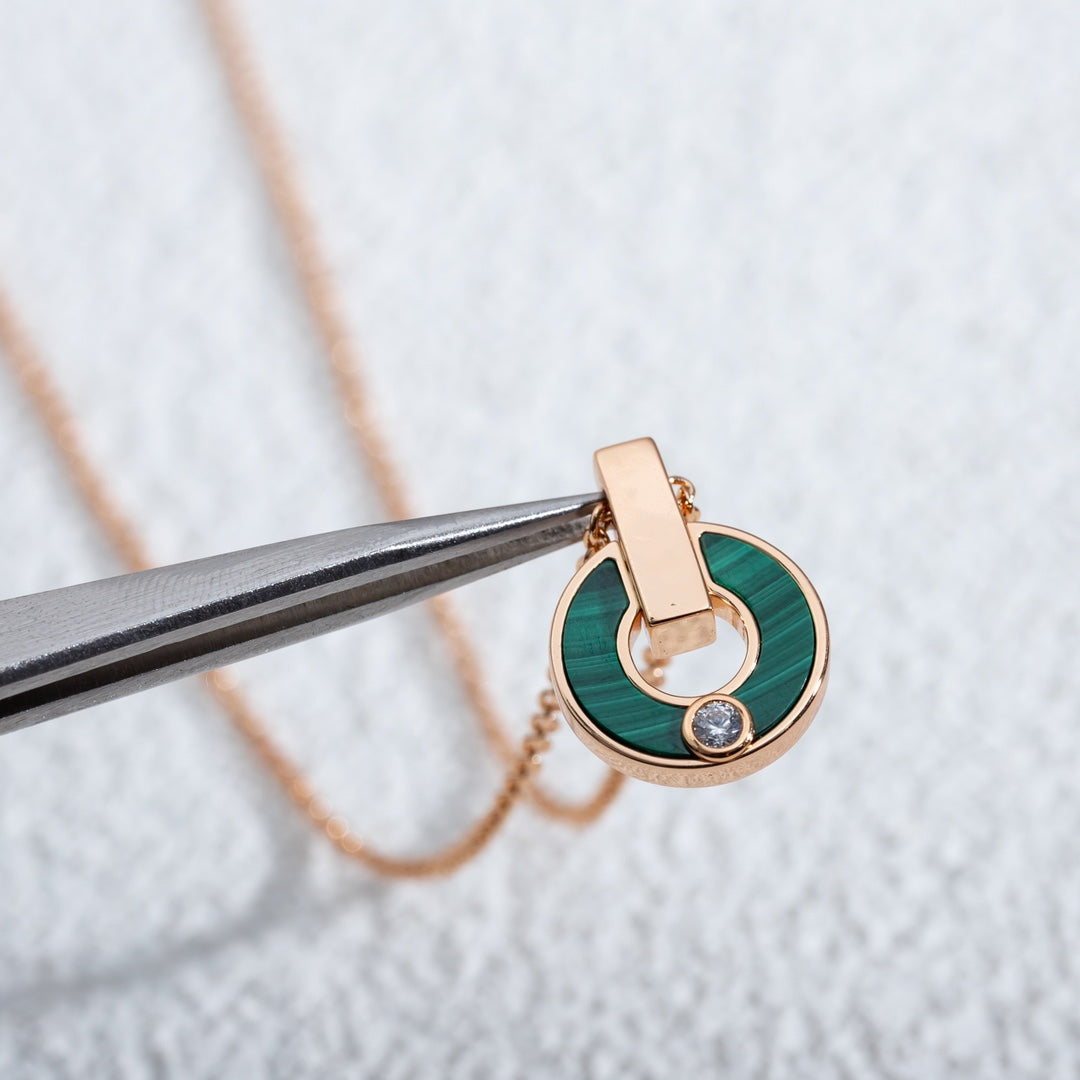 [BloomBling]GARI NECKLACE PINK GOLD MALACHITE