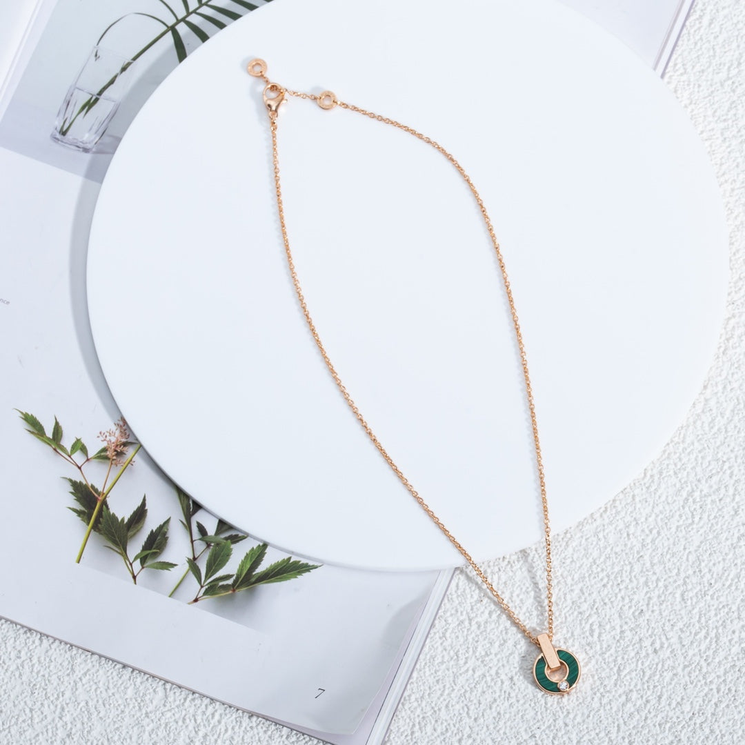 [BloomBling]GARI NECKLACE PINK GOLD MALACHITE