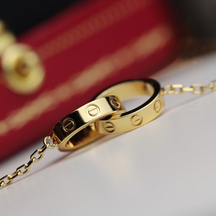 [BloomBling]LOVE NECKLACE DOUBLE RING GOLD