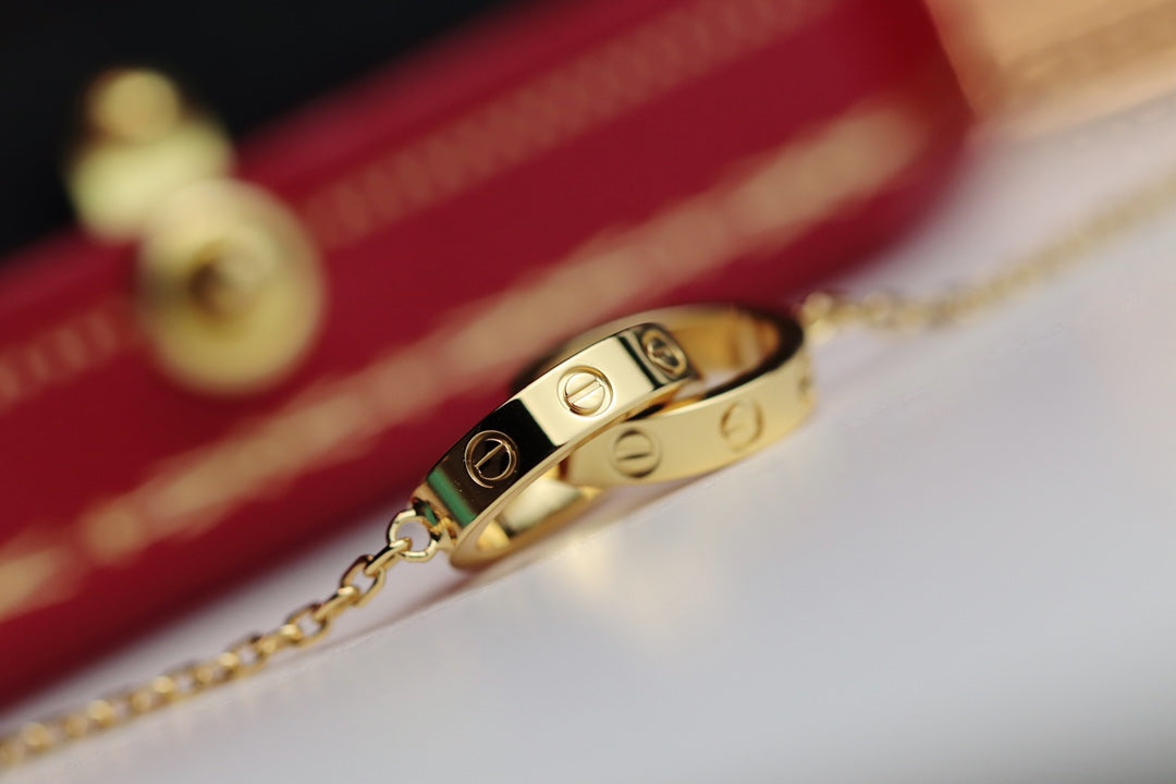[BloomBling]LOVE NECKLACE DOUBLE RING GOLD