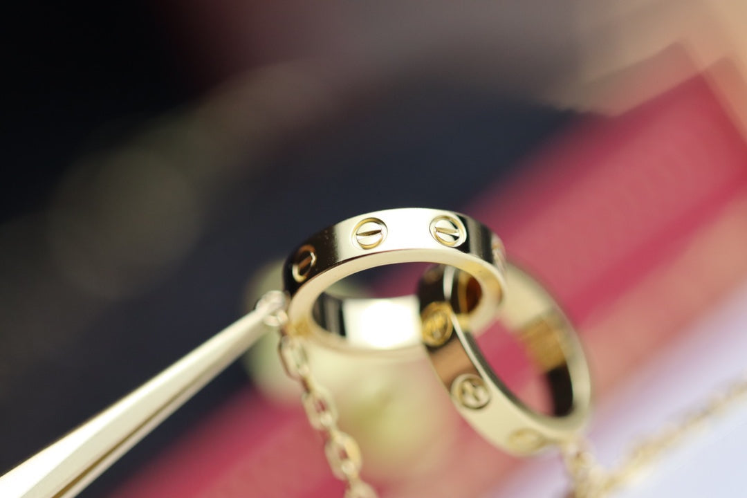 [BloomBling]LOVE NECKLACE DOUBLE RING GOLD