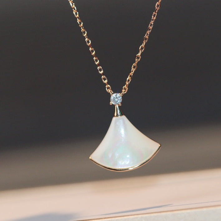 [BloomBling]DREAM NECKLACE WHITE MOP PINK GOLD 1 DIAMOND