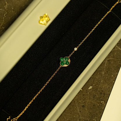 [BloomBling]SUN MALACHITE 1 DIAMOND PINK GOLD BRACELET