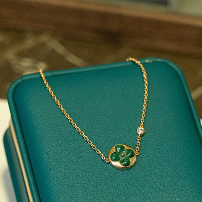 [BloomBling]SUN MALACHITE 1 DIAMOND PINK GOLD BRACELET