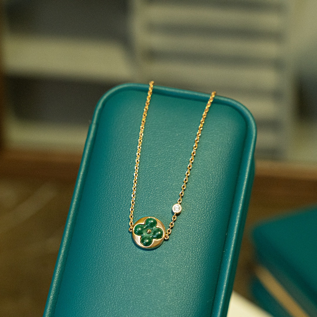 [BloomBling]SUN MALACHITE 1 DIAMOND PINK GOLD BRACELET