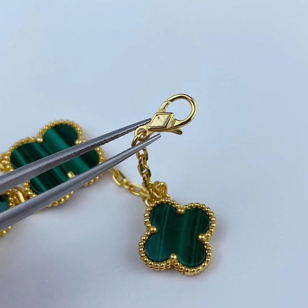 [BloomBling]MAGIC CLOVER MALACHITE GOLD BRACELET 5 MOTIFS