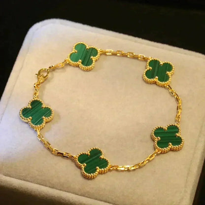 [BloomBling]CLOVER 5 MOTIFS MALACHITE BRACELET