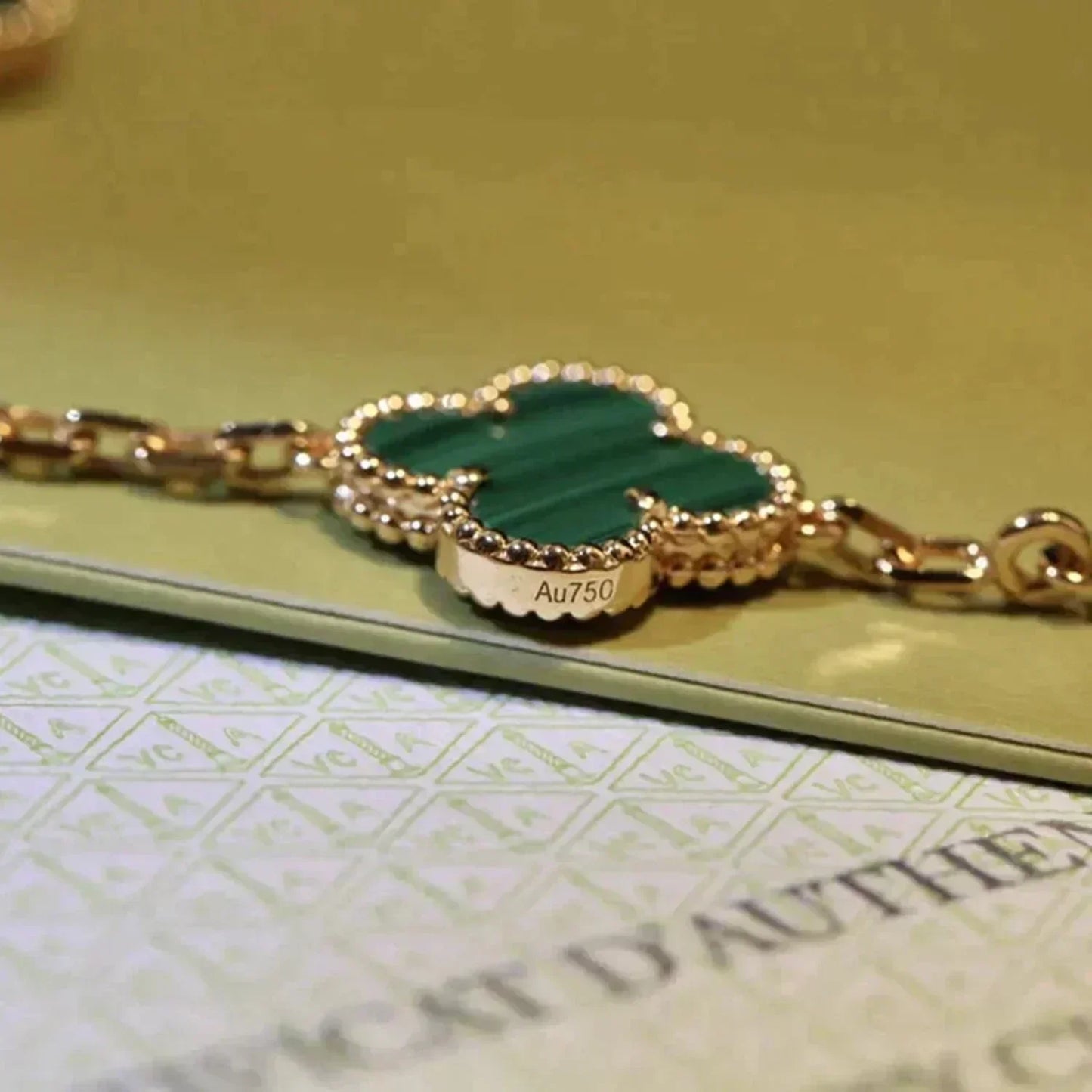 [BloomBling]CLOVER 5 MOTIFS MALACHITE BRACELET