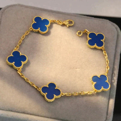 [BloomBling]CLOVER 5 MOTIFS BLUE AGATE BRACELET