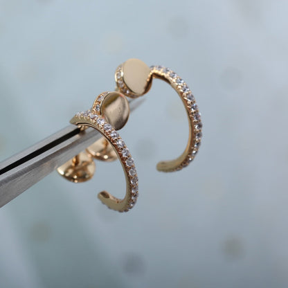 [BloomBling]JUSTE EARRINGS 12.75MM PINK GOLD DIAMOND