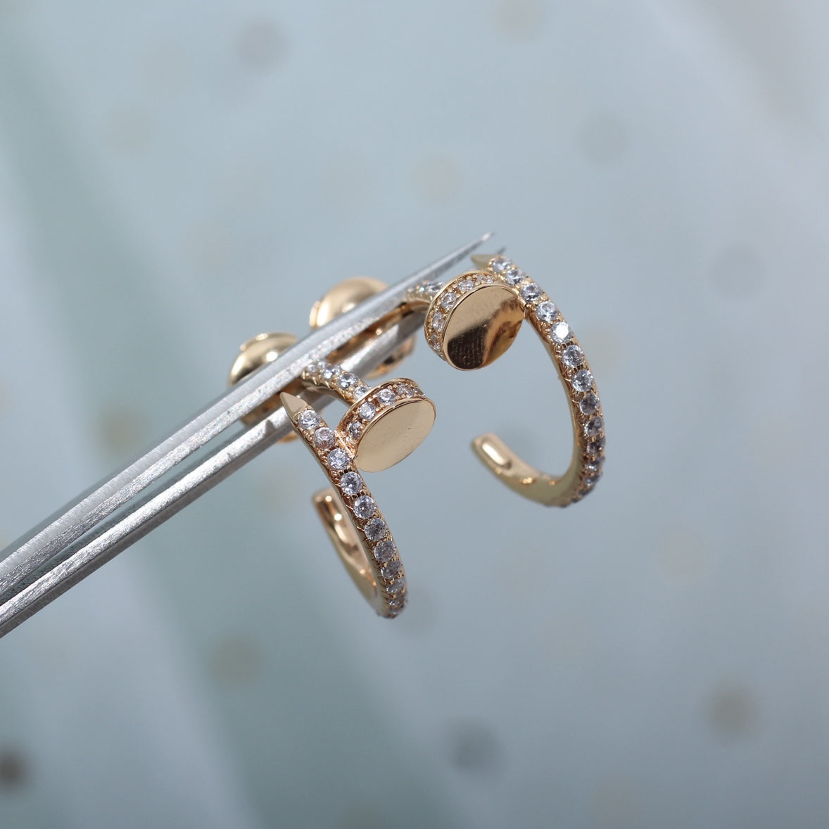[BloomBling]JUSTE EARRINGS 12.75MM PINK GOLD DIAMOND
