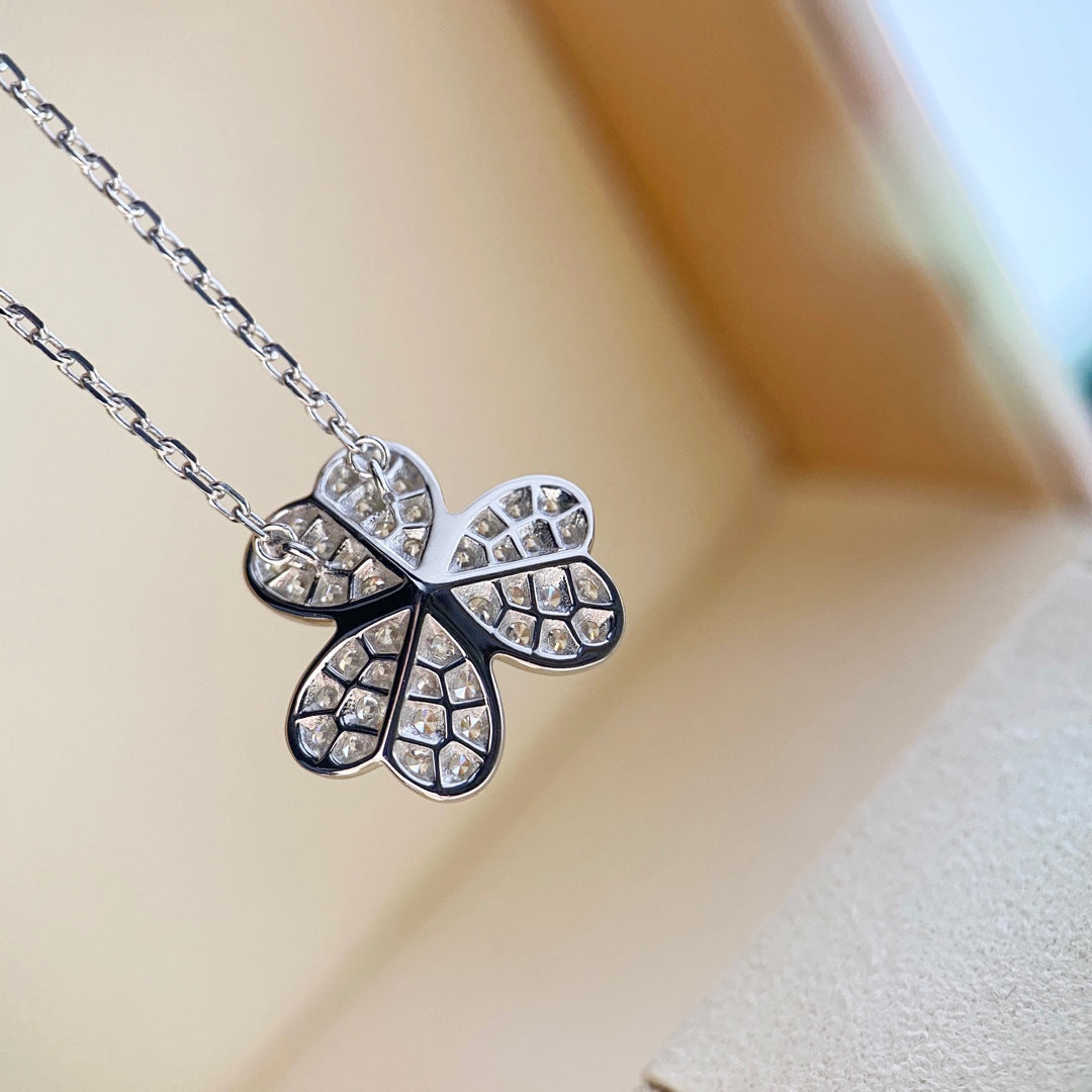 [BloomBling]CLOVER DIAMOND NECKLACE SILVER