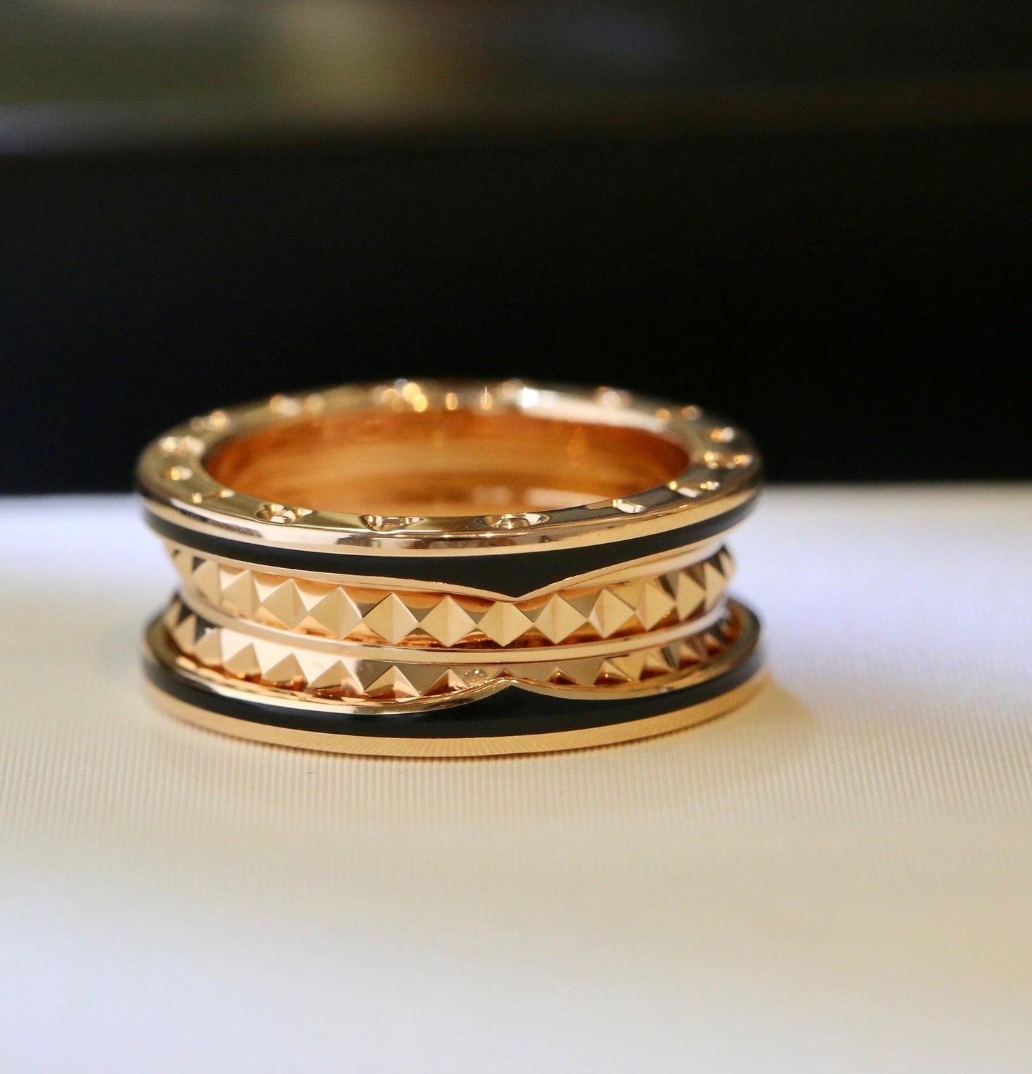 [BloomBling]ZERO 1 PINK GOLD BLACK CERAMIC RING
