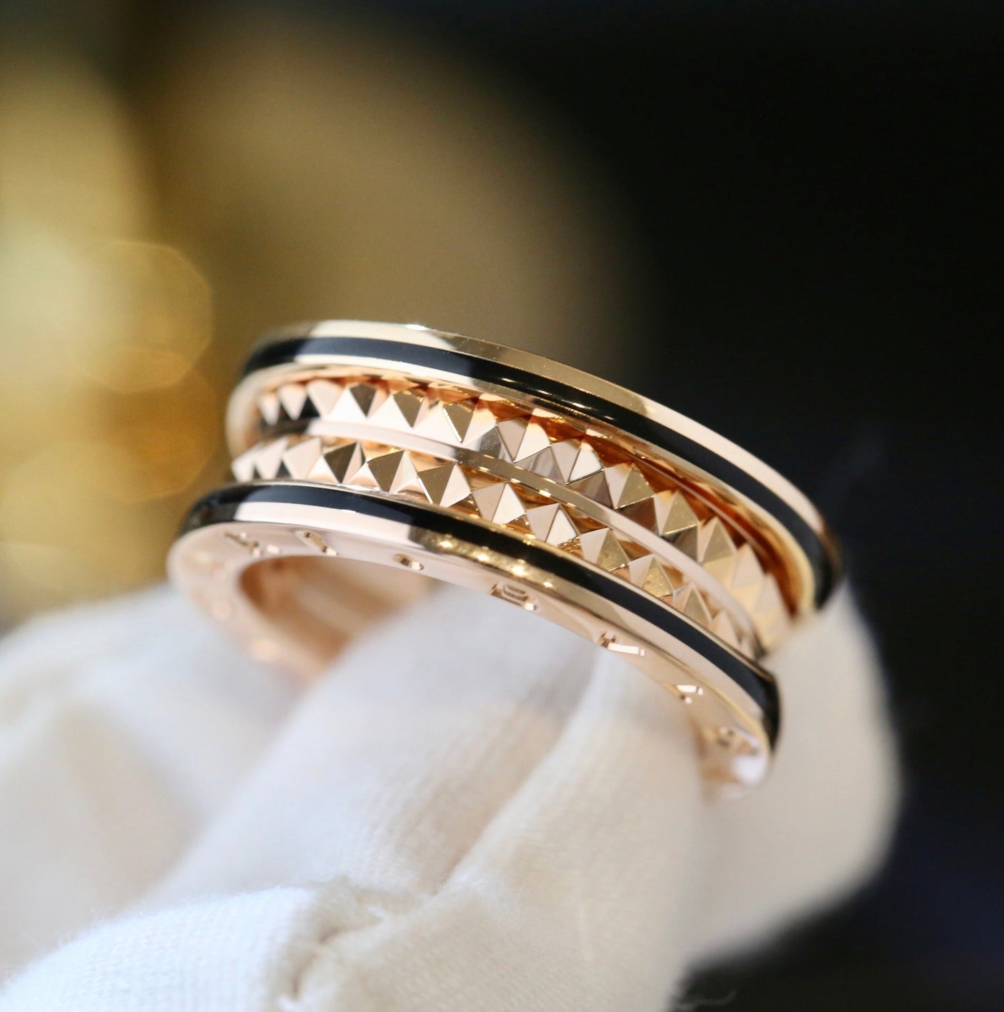 [BloomBling]ZERO 1 PINK GOLD BLACK CERAMIC RING