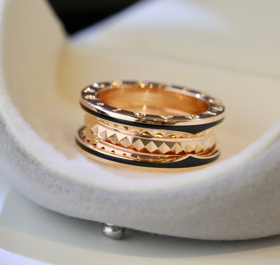 [BloomBling]ZERO 1 PINK GOLD BLACK CERAMIC RING