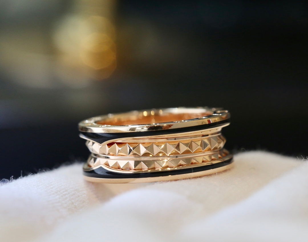 [BloomBling]ZERO 1 PINK GOLD BLACK CERAMIC RING