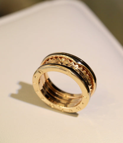 [BloomBling]ZERO 1 PINK GOLD BLACK CERAMIC RING