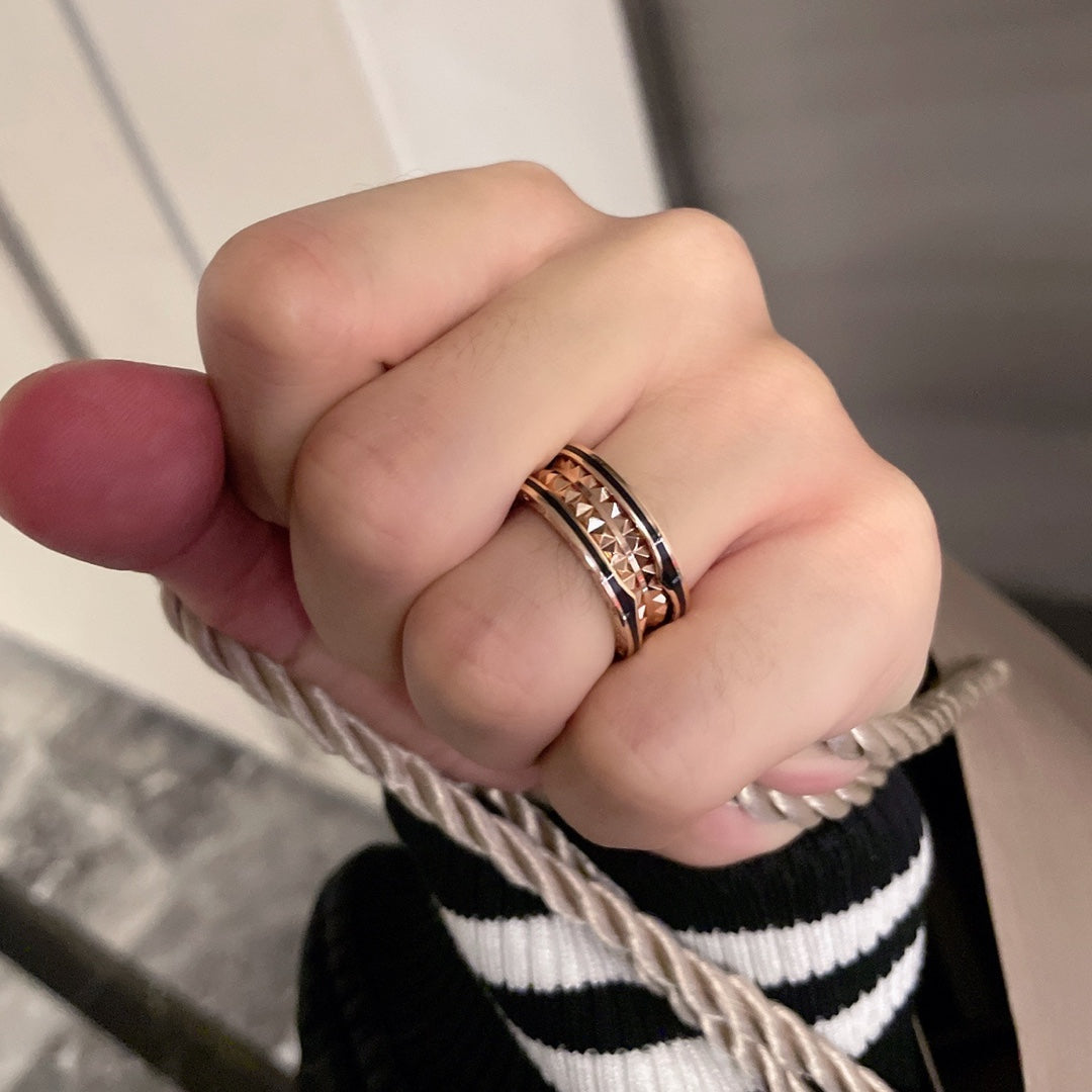 [BloomBling]ZERO 1 PINK GOLD BLACK CERAMIC RING