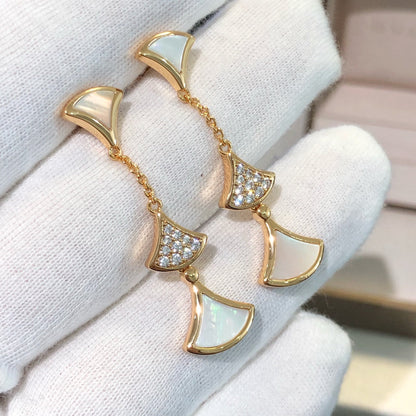 [BloomBling]DREAM EARRINGS 3 MOTIFS DIAMOND MOP PINK GOLD