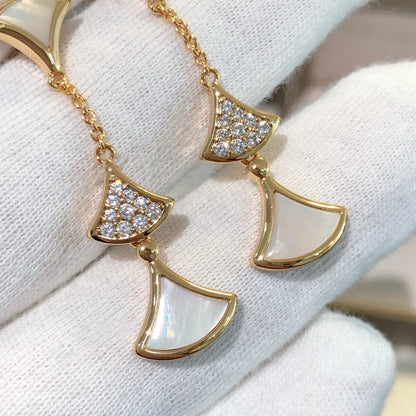 [BloomBling]DREAM EARRINGS 3 MOTIFS DIAMOND MOP PINK GOLD