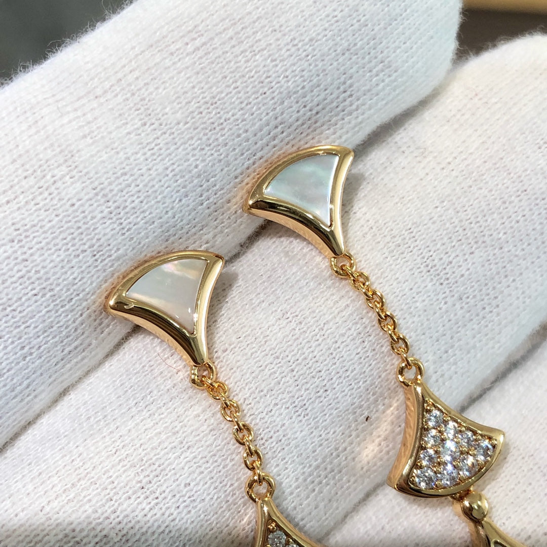 [BloomBling]DREAM EARRINGS 3 MOTIFS DIAMOND MOP PINK GOLD