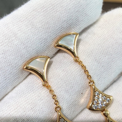 [BloomBling]DREAM EARRINGS 3 MOTIFS DIAMOND MOP PINK GOLD