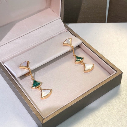 [BloomBling]DREAM EARRINGS 3 MOTIFS MALACHITE MOP PINK GOLD