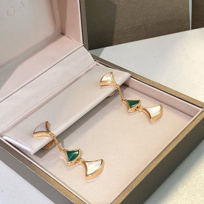 [BloomBling]DREAM EARRINGS 3 MOTIFS MALACHITE MOP PINK GOLD
