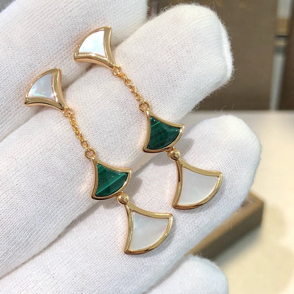 [BloomBling]DREAM EARRINGS 3 MOTIFS MALACHITE MOP PINK GOLD