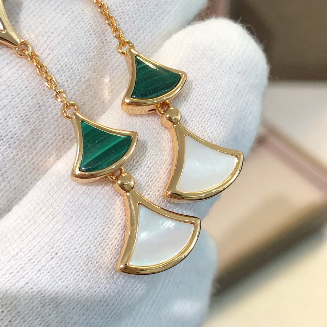 [BloomBling]DREAM EARRINGS 3 MOTIFS MALACHITE MOP PINK GOLD
