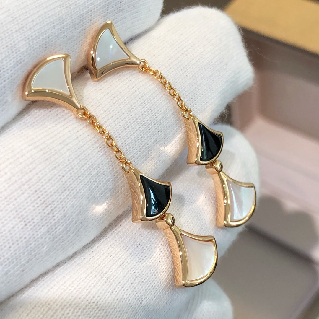 [BloomBling]DREAM EARRINGS 3 MOTIFS ONYX MOP PINK GOLD