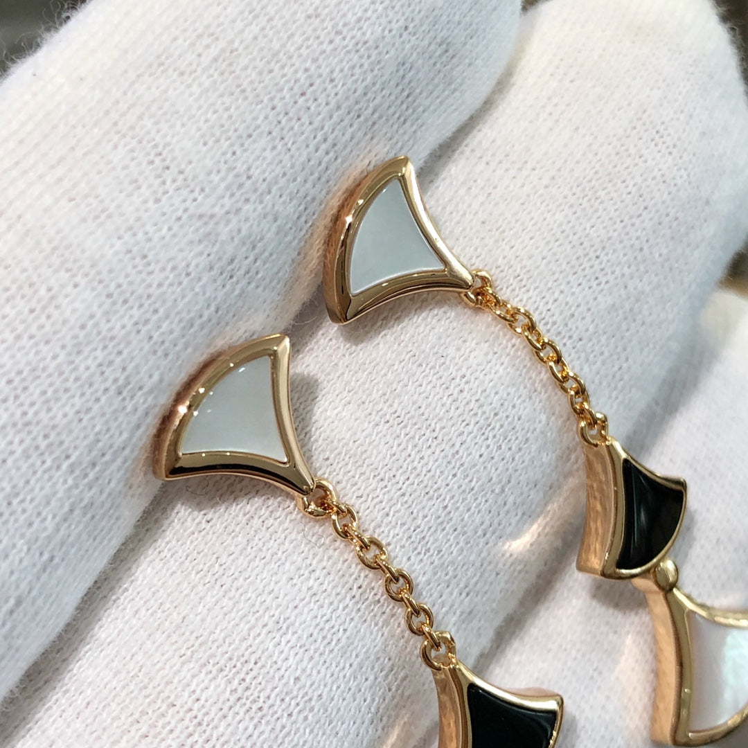 [BloomBling]DREAM EARRINGS 3 MOTIFS ONYX MOP PINK GOLD