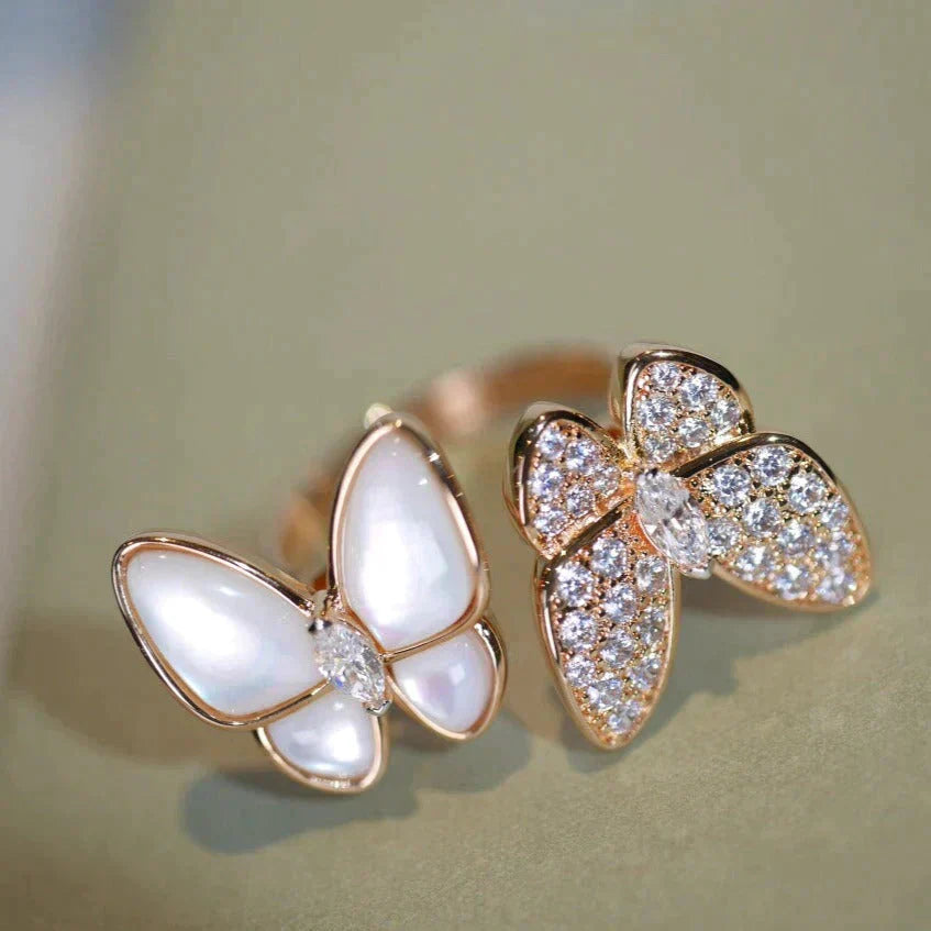 [BloomBling]TWIN BUTTERFLY DIAMOND MOP RING