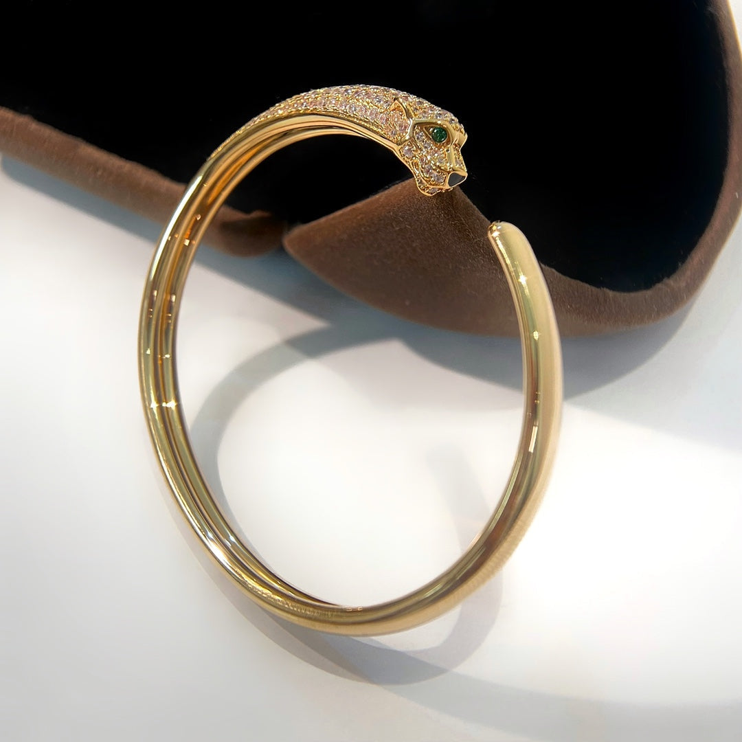 [BloomBling]PANTHERE GOLD DIAMOND OPEN BRACELET