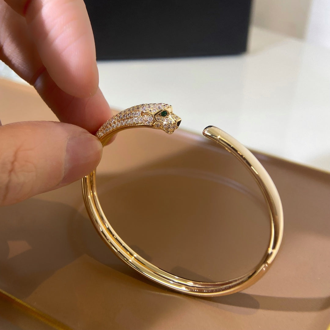 [BloomBling]PANTHERE GOLD DIAMOND OPEN BRACELET