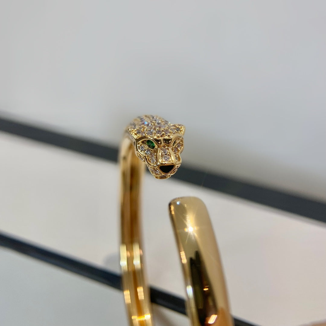 [BloomBling]PANTHERE GOLD DIAMOND OPEN BRACELET