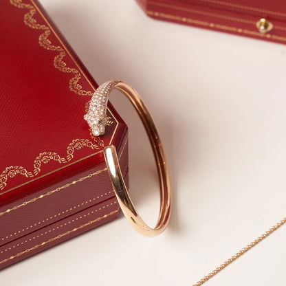 [BloomBling]PANTHERE ROSE GOLD DIAMOND OPEN BRACELET