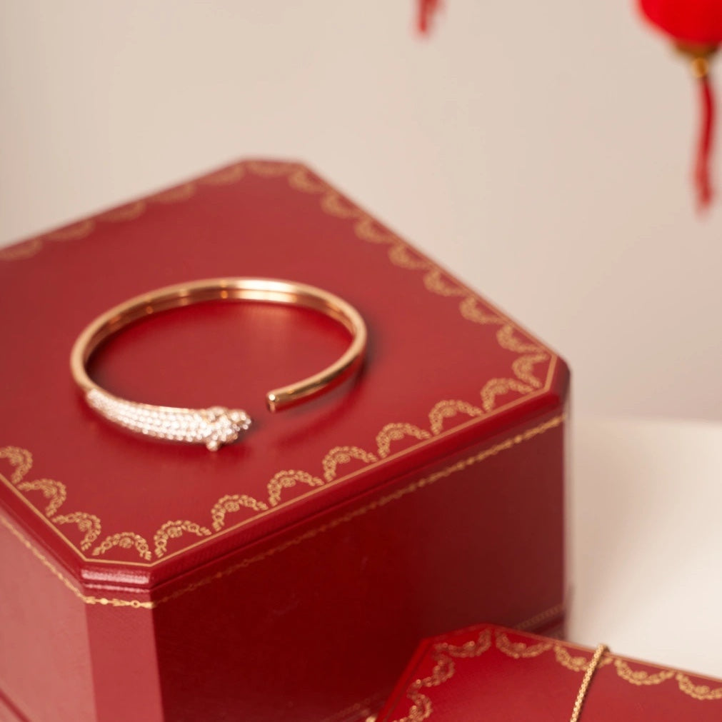 [BloomBling]PANTHERE ROSE GOLD DIAMOND OPEN BRACELET