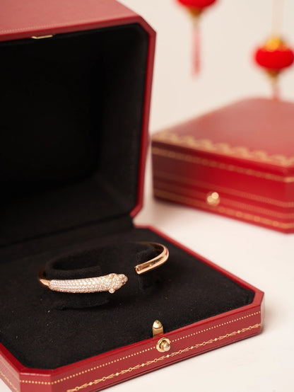 [BloomBling]PANTHERE ROSE GOLD DIAMOND OPEN BRACELET