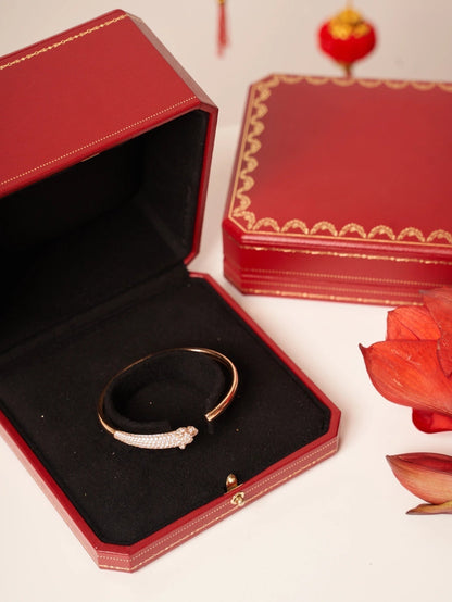 [BloomBling]PANTHERE ROSE GOLD DIAMOND OPEN BRACELET