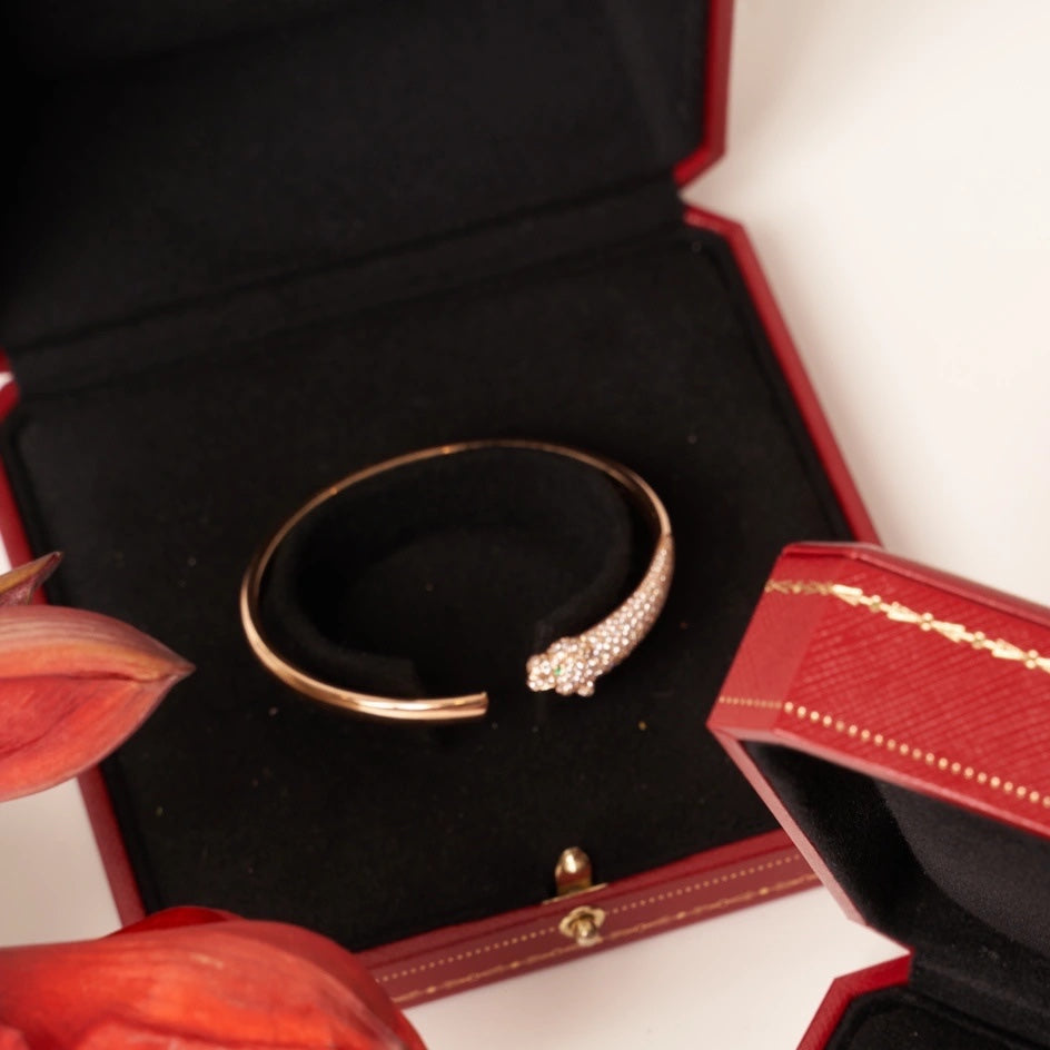 [BloomBling]PANTHERE ROSE GOLD DIAMOND OPEN BRACELET