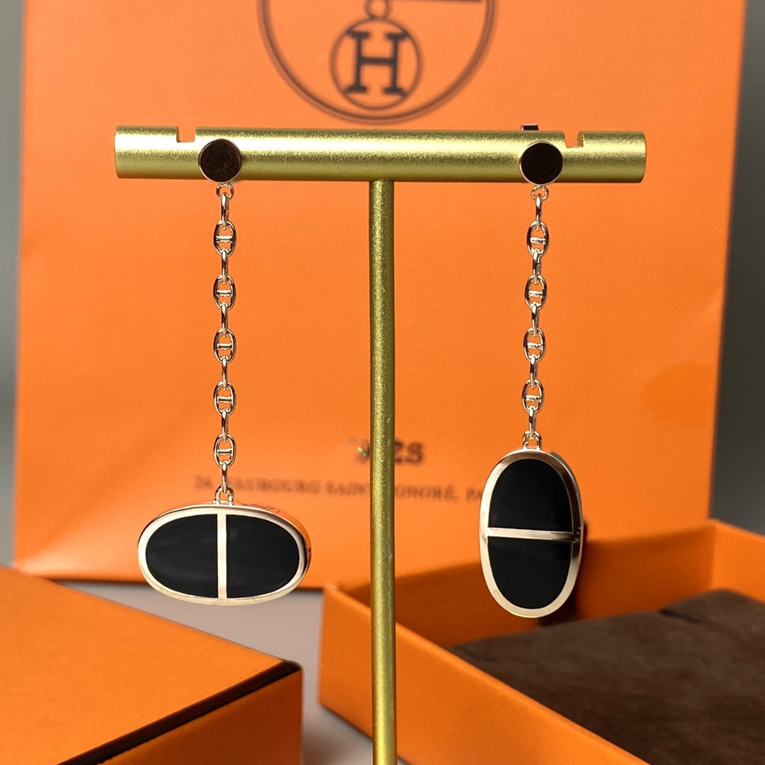 [BloomBling]CHAINE VERSO BLACK CERAMIC EARRINGS