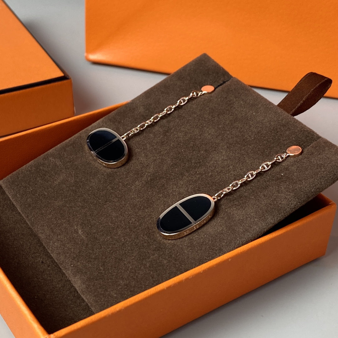 [BloomBling]CHAINE VERSO BLACK CERAMIC EARRINGS