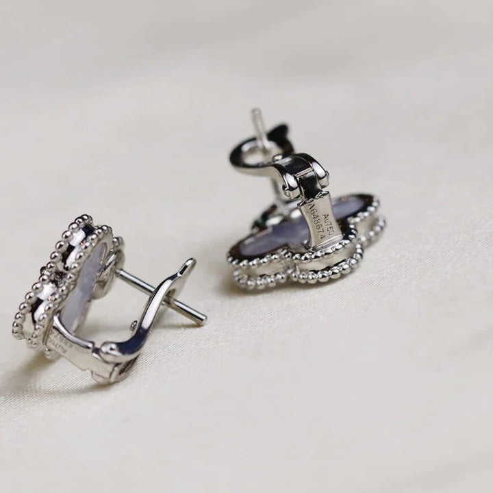 [BloomBling]CLOVER MEDIUM 1 MOTIFS  WHITE MOP EARRINGS SILVER